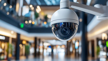 CCTV security camera or surveillance system in shopping mall or department store.