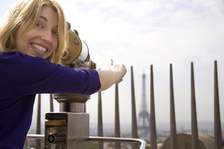 Viewing the Eiffel Towerの写真素材