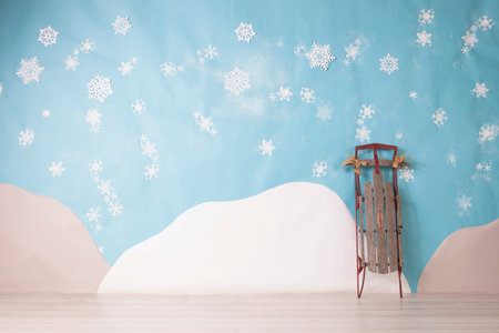 white snowflakes on blue background set