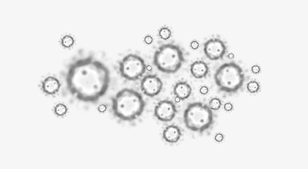 and coronaviruses influenza red background concept dangerous flu shot pandemic medical health risk...