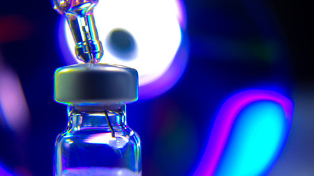 Vaccine vial dose flu shot drug needle syringe,medical concept vaccination hypodermic injection...
