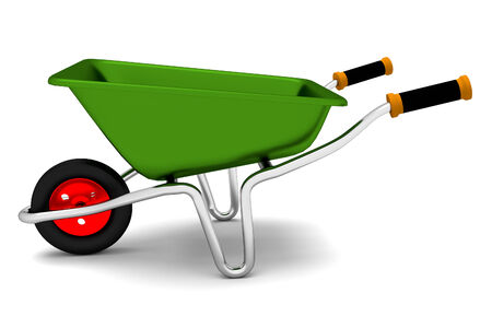 Wheelbarrow on whiteの写真素材