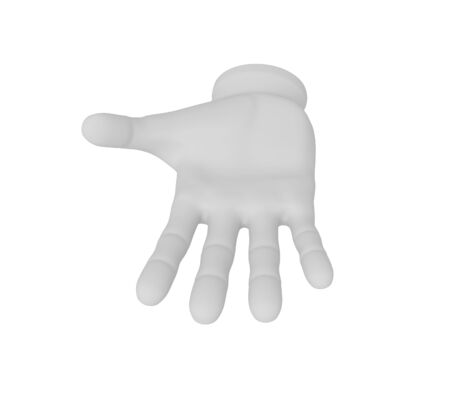 3d white human open hand. White background.の写真素材