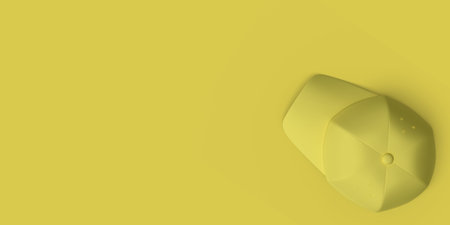 Yellow baseball hat on a yellow background abstract image. 3D render.