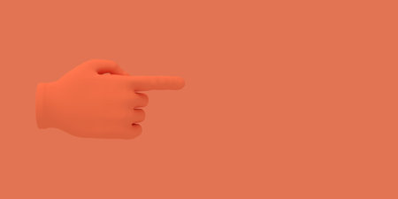 Cartoon hand with index finger.. Illustration on red color background. 3D-rendering.