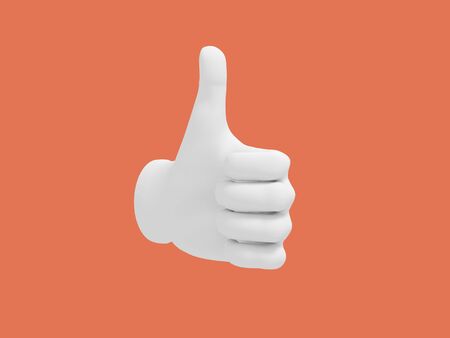 Cartoon hand thumb up. Illustration on color background. Like sign symbol. 3D-rendering.の写真素材