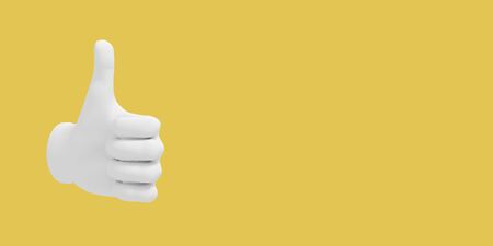 Cartoon hand thumb up. Illustration on color background. Like sign symbol. 3D-rendering.の写真素材