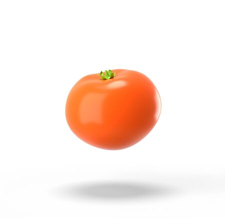 Cartoon tomato on a white background. Minimalistic bright illustration. 3D rendering.の写真素材