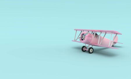Toy vintage aircraft. Illustration with empty place for text. 3D renderingの写真素材