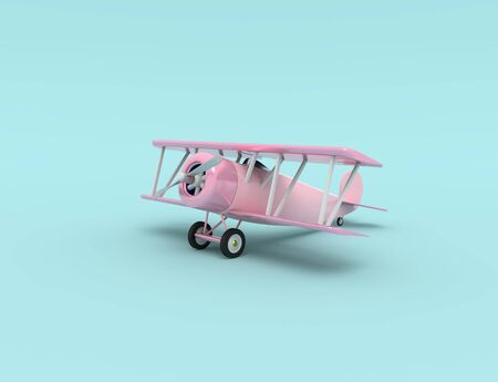 Toy vintage aircraft. Illustration with empty place for text. 3D renderingの写真素材