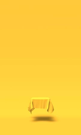 Podium, pedestal or platform covered with cloth on white background. Abstract illustration of simple geometric shapes. 3D rendering.の写真素材