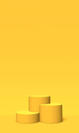 Podium, pedestal or platform on white background. Abstract illustration of simple geometric shapes. 3D rendering.の写真素材