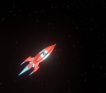 Space rocket - a concept of success, leadership, startup, rivalry. 3D rendering.の写真素材