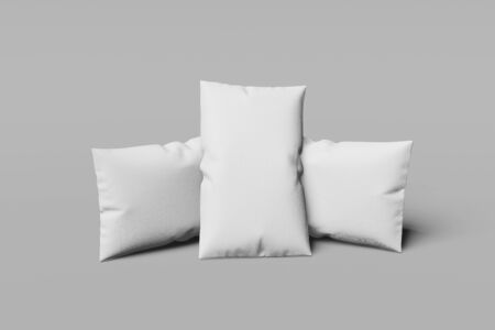 White rectangular mocap pillow on a gray background. 3D rendering.の写真素材
