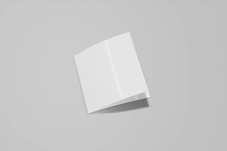 Mockup square booklet, brochure, invitation isolated on a grey background with soft cover and realistic shadow. 3D rendering.の写真素材