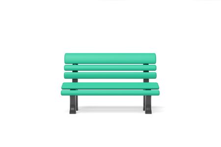 3d rendering park bench green color isolated on a white background. Cartoon minimalistic style.の写真素材