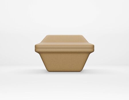 Eco packaging square box kraft paper mockup on white background. Cardboard brown container eco friendly recycled material for lunch, food or things. 3D renderingの写真素材