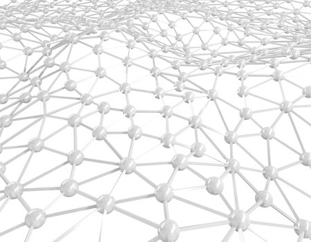 3d rendering abstract background plexus white. Low-poly network, smooth wavy motion animation. Loop digital reality big data stream cyber technology, sound visualization. Futuristic, fantasy design.の写真素材