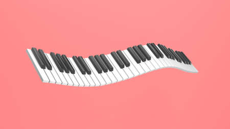 3d rendering abstract animation piano keys rhythmically bend, dance. Funny joke cartoon pop art styleの写真素材