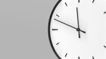 Clock arrow close up animation. Minimal white design on a gray background. 3D rendering