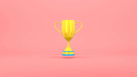 Animation gold cup cartoon style. Minimal colorful design for social networks, website, application. 3D renderingの写真素材