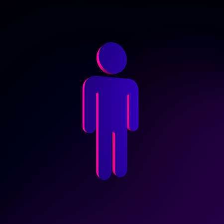 Minimalistic flat outline man neon icon. 3d rendering ui ux interface element. Dark glowing symbolの写真素材