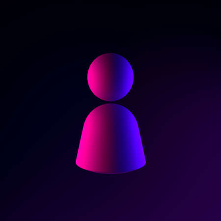 Person neon symbol icon. 3d rendering ui ux interface element. Dark glowing symbolの写真素材