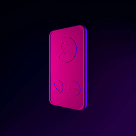 Smartphone neon icon. 3d rendering ui ux interface element. Dark glowing symbolの写真素材