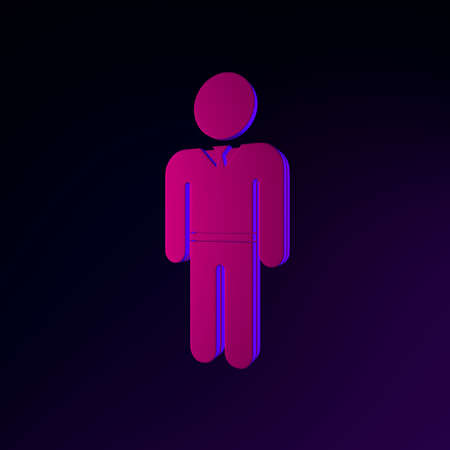 Neon icon man in suit flat silhouette. 3d rendering ui ux interface element. Dark glowing symbolの写真素材