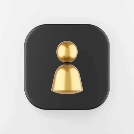 Person golden symbol icon. 3d rendering black square key button, interface ui ux elementの写真素材