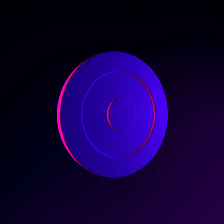 Neon goal icon. 3d rendering ui ux interface element. Dark glowing symbolの写真素材