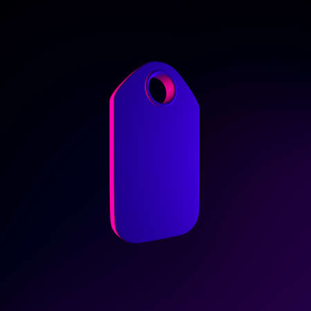 Neon hang tag icon. 3d rendering ui ux interface element. Dark glowing symbolの写真素材