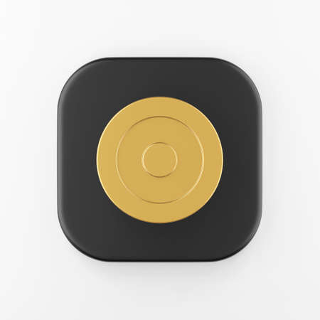 Golden goal icon. 3d rendering black square key button, interface ui ux element.の写真素材