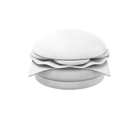 White cheeseburger on a white background. Minimalistic design object. 3d renderingの写真素材