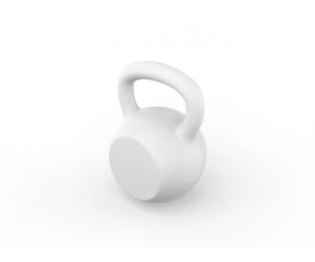 White kettlebell on a white background. Minimalistic design object. 3d renderingの写真素材