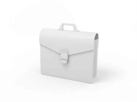 White one color briefcase on a white flat background. minimalistic design object. 3d rendering icon ui ux interface element.の写真素材