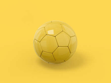 Yellow one color football on white flat background. minimalistic design object. 3d rendering icon ui ux interface elementの写真素材