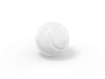 White one color tennis ball on a white flat background. minimalistic design object. 3d rendering icon ui ux interface elementの写真素材