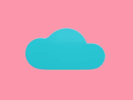 Blue one color cloud front view on pink flat background. minimalistic design object. 3d rendering icon ui ux interface elementの写真素材