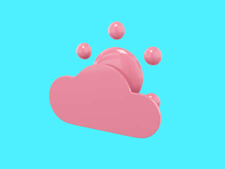 Pink single color cartoon sun behind cloud half view on blue monochrome background. minimalistic design object. 3d rendering icon ui ux interface elementの写真素材