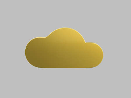 Golden single color cloud front view on gray monochrome background. minimalistic design object. 3d rendering icon ui ux interface elementの写真素材