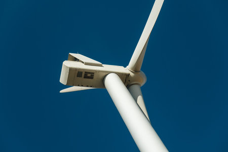 Wind turbine from the wind farm complex. bottom view