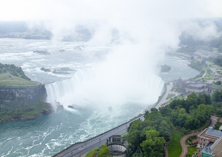 Niagara waterfalls,Ontario, Canada,Niagara Falls aerial view from Skylon Tower platformsの写真素材