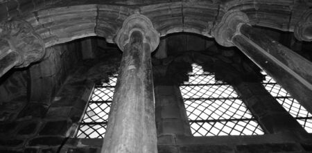 inside chester cathedral leaded windowsのeditorial素材