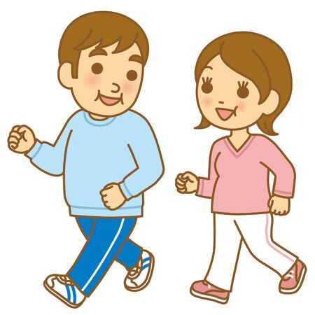 Walking, coupleの写真素材