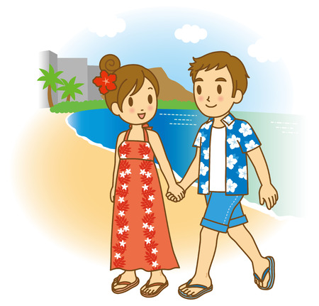 A trip to Hawaii, couplesの写真素材
