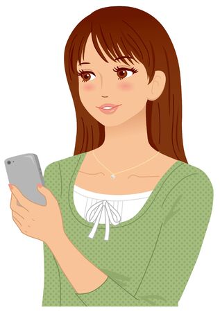 Women, smart phonesの写真素材