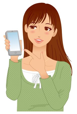 Women, smart phonesの写真素材