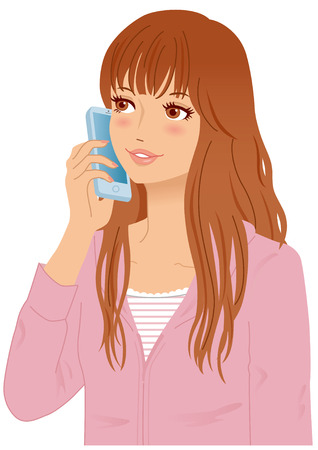 Smart phones, womenの写真素材