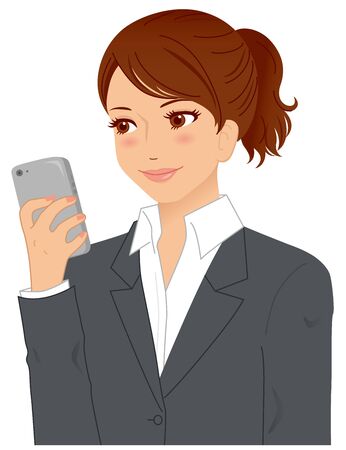 Smart phones, womenの写真素材